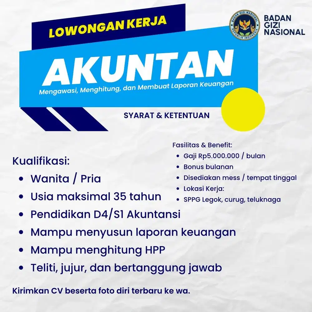 Lowongan akuntant mbg