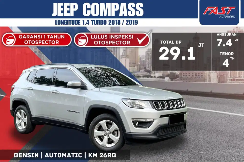JEEP COMPASS LONGITUDE 2019 / 2018 TURBO LOW KM.26RB & PAJAK PANJANG
