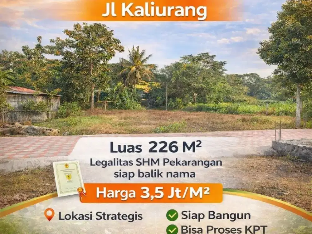 Tanah Jogja SHM Pekarangan Siap Bangun Area Kaliurang Km10