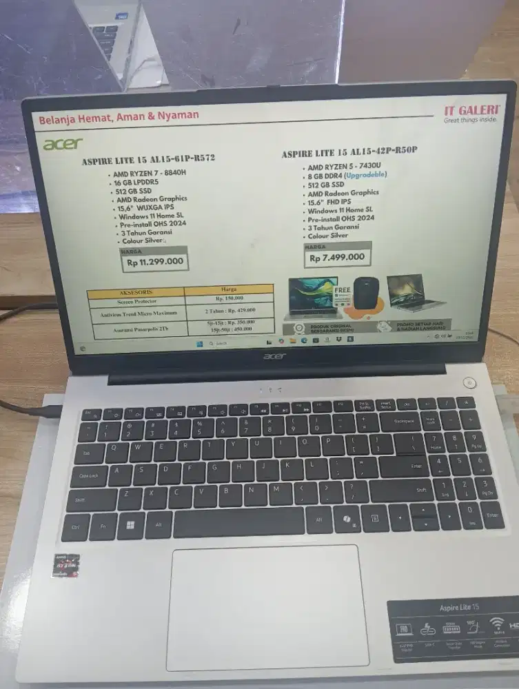 KREDIT LAPTOP ACER ASPIRE LITE 15 AL 15 - 42P - R50P - RYZEN 5
