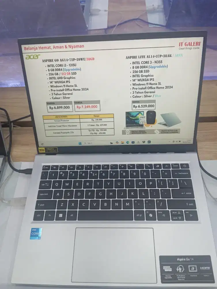 KREDIT LAPTOP ACER  ASPIRE GO AG 14-72P-39WU- INTEL CORE i3