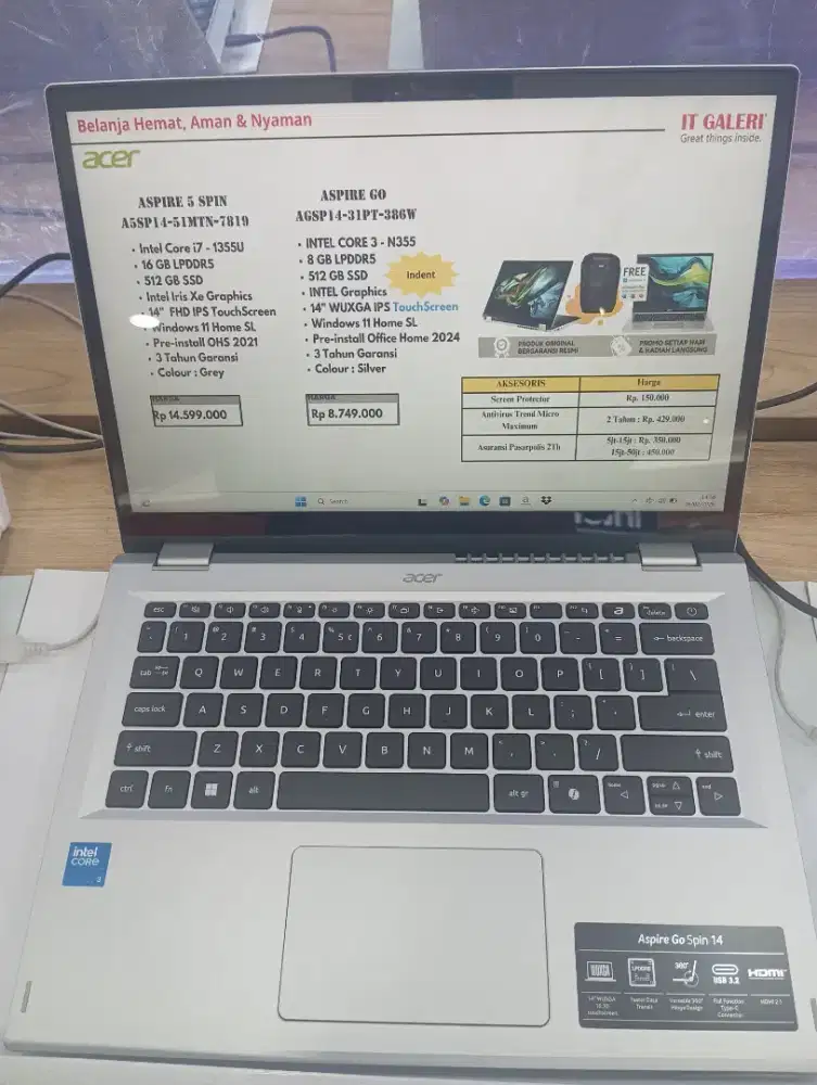 KREDIT LAPTOP ACER ASPIRE GO AGSP 14-31PT-386W-INTEL CORE 3