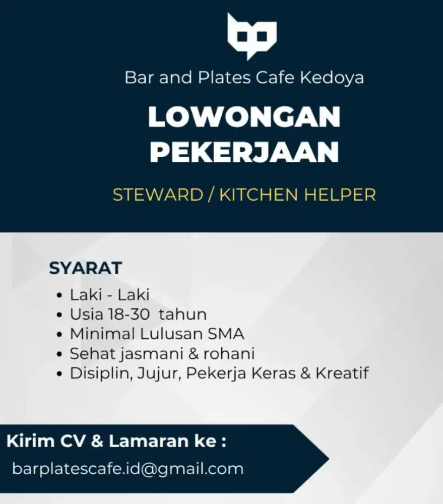 Dishwasher/Pencuci piring,Kithcen Helper & Admint Online shop