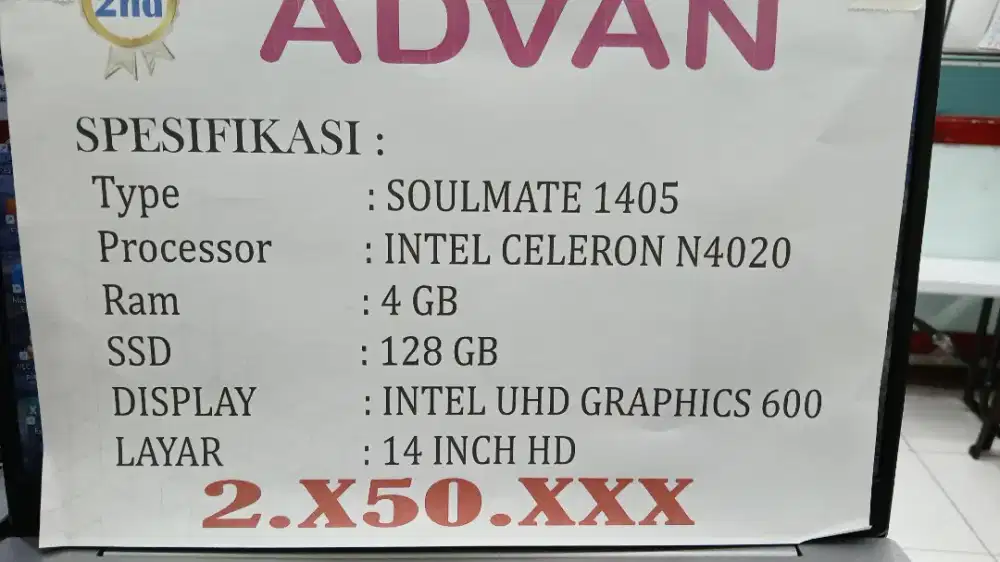 [PROMO RAMADHAN] ADVAN SOULMATE INTEL CELERON N4020 RAM 4GB EMMC 128GB