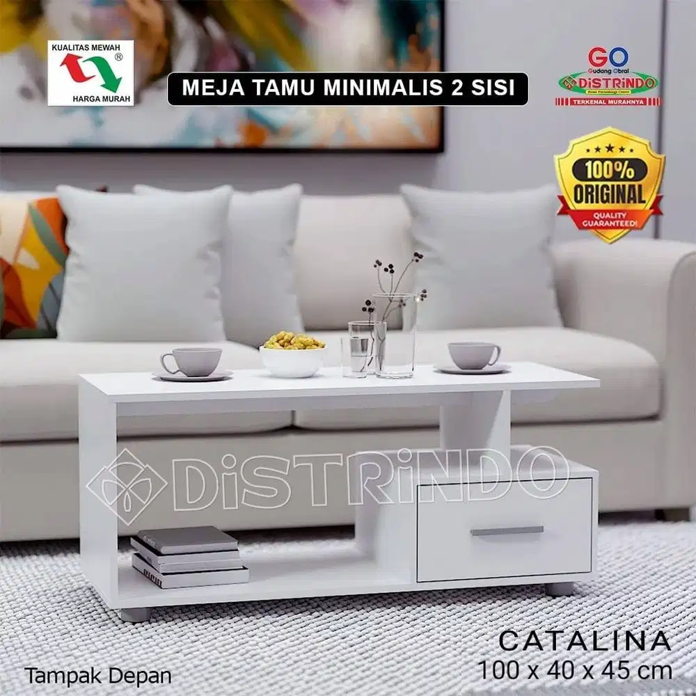 DISTRINDO Coffe Table Minimalis / Meja Tamu Minimalis + Laci