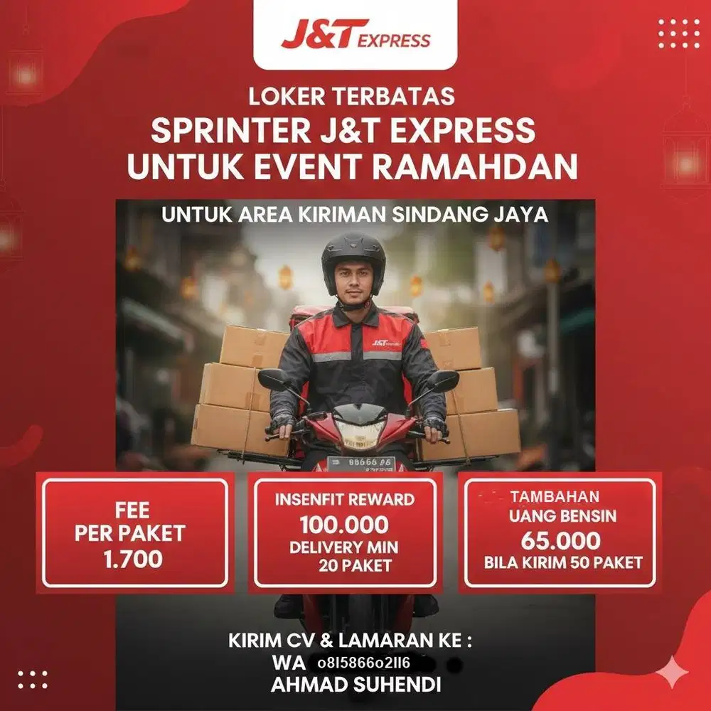 loker terbatas kurir jnt express even ramadhan area sindang jaya