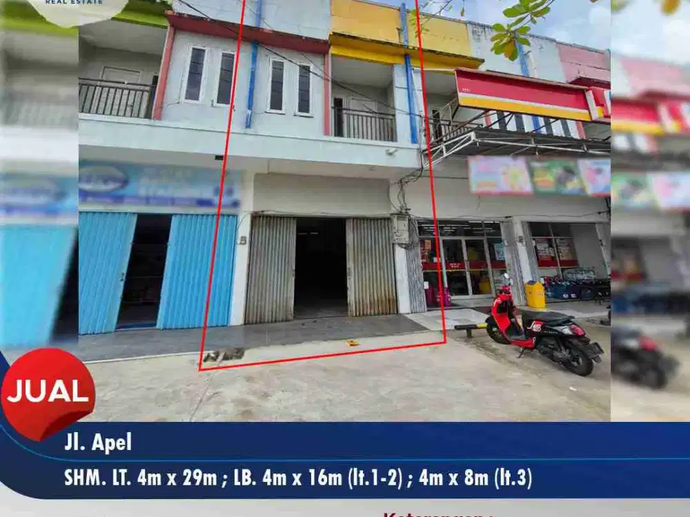 Dijual ruko baru 2.5lt dgn halaman luas di Jl. Apel - cocok untuk usaha