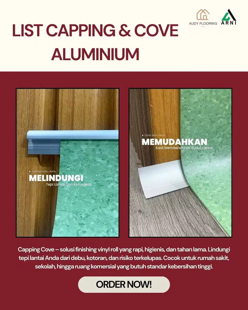 List Capping dan Cove Alumunium panjang @2meter per batang | List Jepi