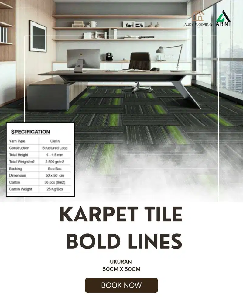 Karpet Tile King BOLD LINES | Uk.50 x 50cm | Dekorasi Lantai kantor da