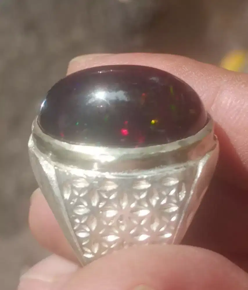Black Opal kalimaya banten jarong ring perak