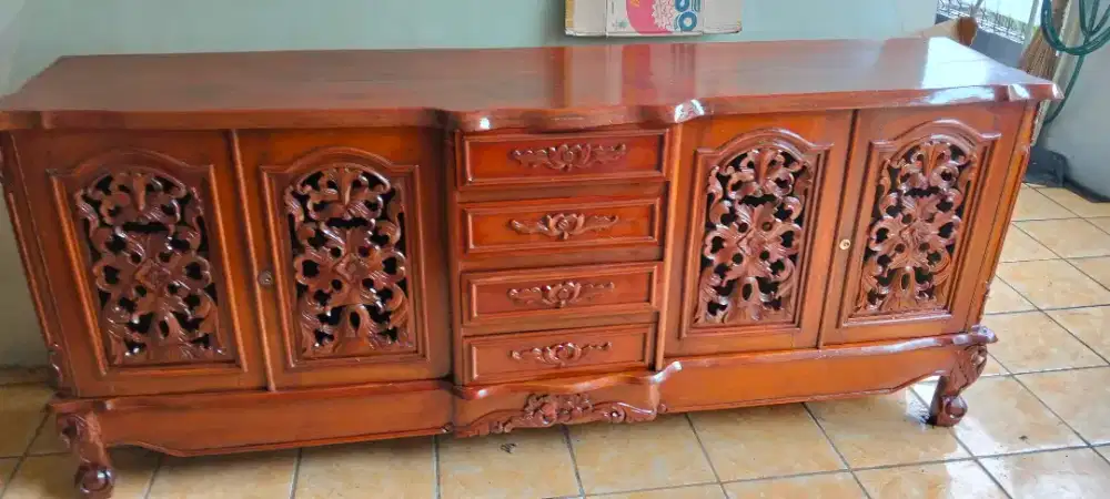 Bufet TV serbaguna kayu jati