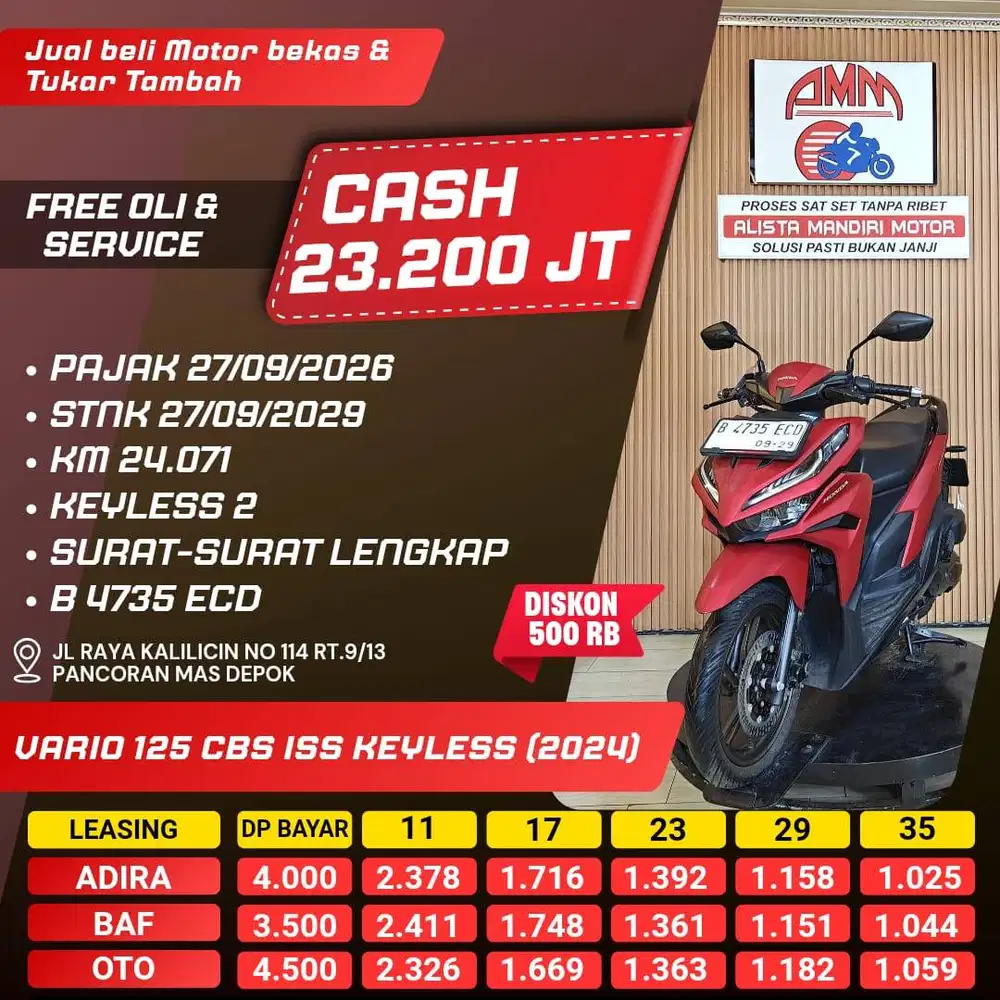 VARIO 125 CBS ISS KEYLESS 2024 PAJAK HIDUP REMOT 2 KREDIVO INDODANA