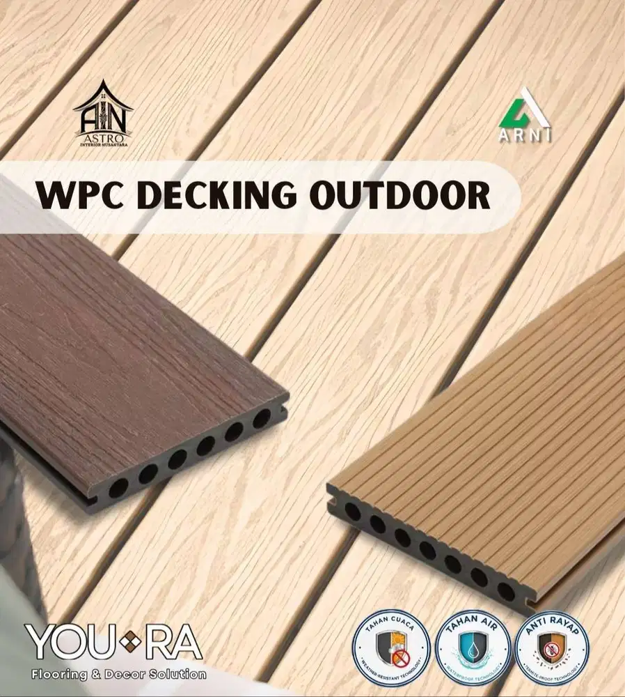 [YOURA] WPC Decking Motif Kayu dan Garis 290cm x 14cm Anti Rayap Anti