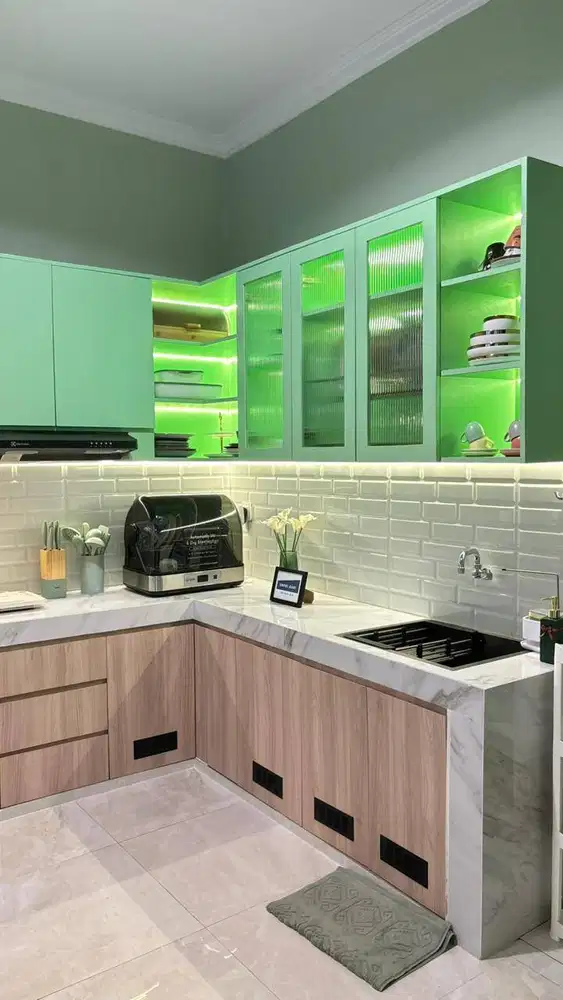 Kitchen Set Custom Modern Mint | Box Atas