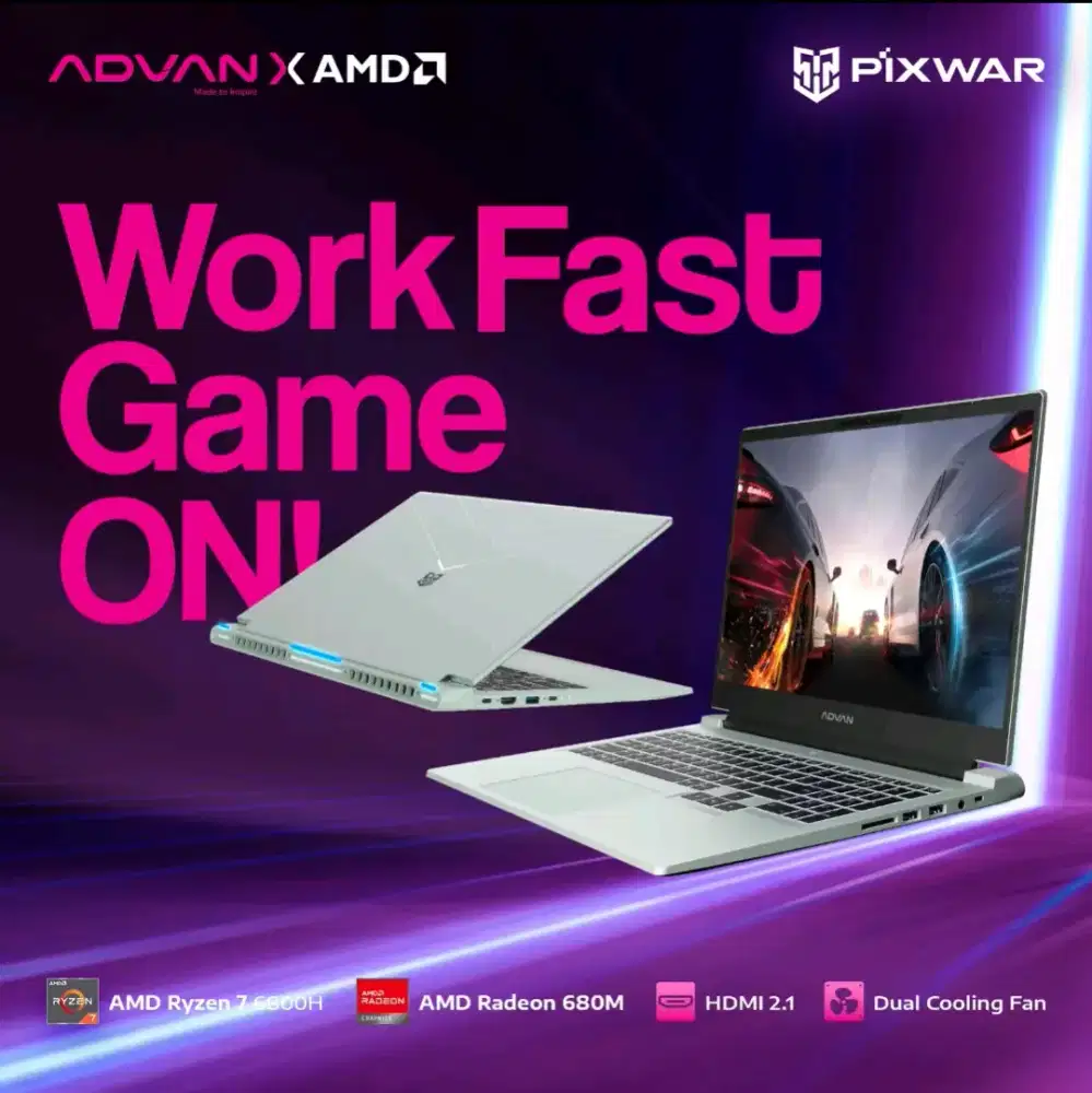Advan Pixwar AMD Ryzen 7 6800H 16GB/512GB 15.6 Inch IPS FHD Windows11
