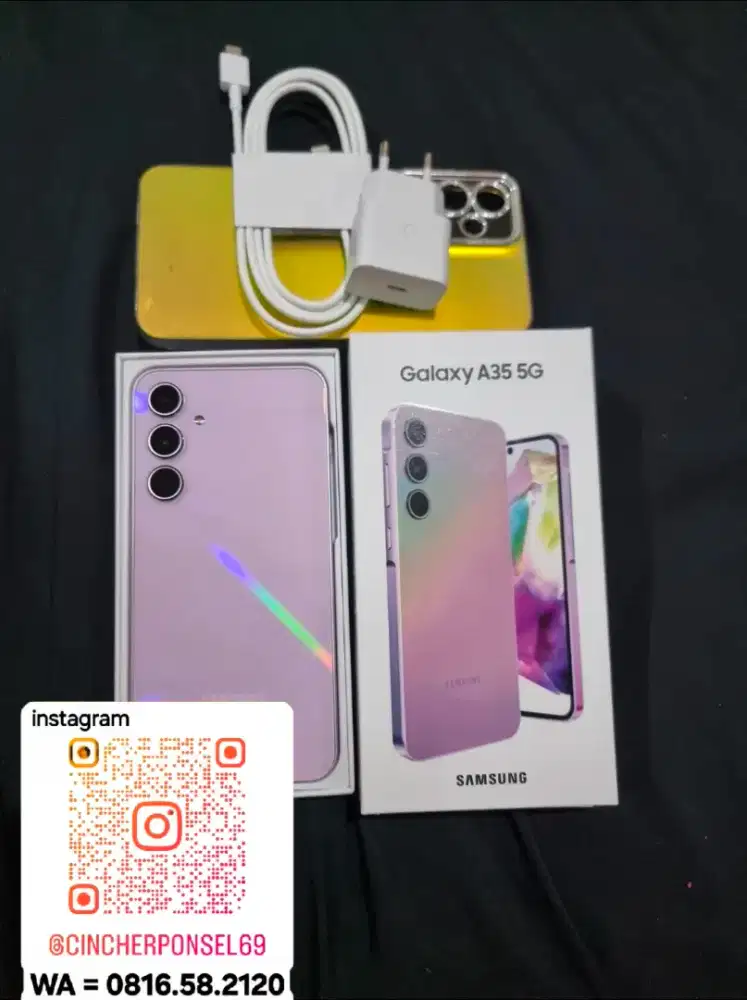 Jual hp likenew samsung A35 5g 8/256 istimewa grsn resmi free ADAPTOR