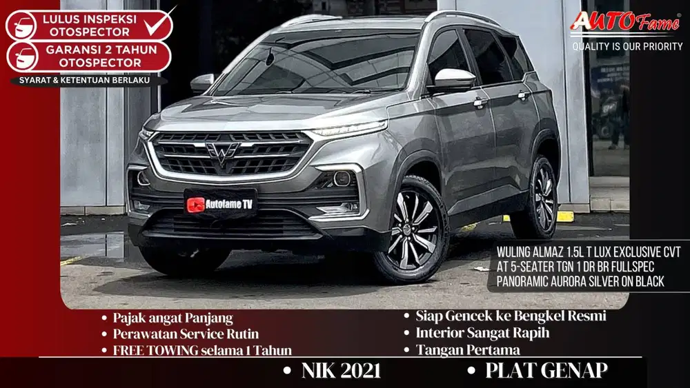 KM 65RB  Wuling Almaz 1.5L T LUX Exclusive CVT AT 5-Seater NIK 2021 Tg