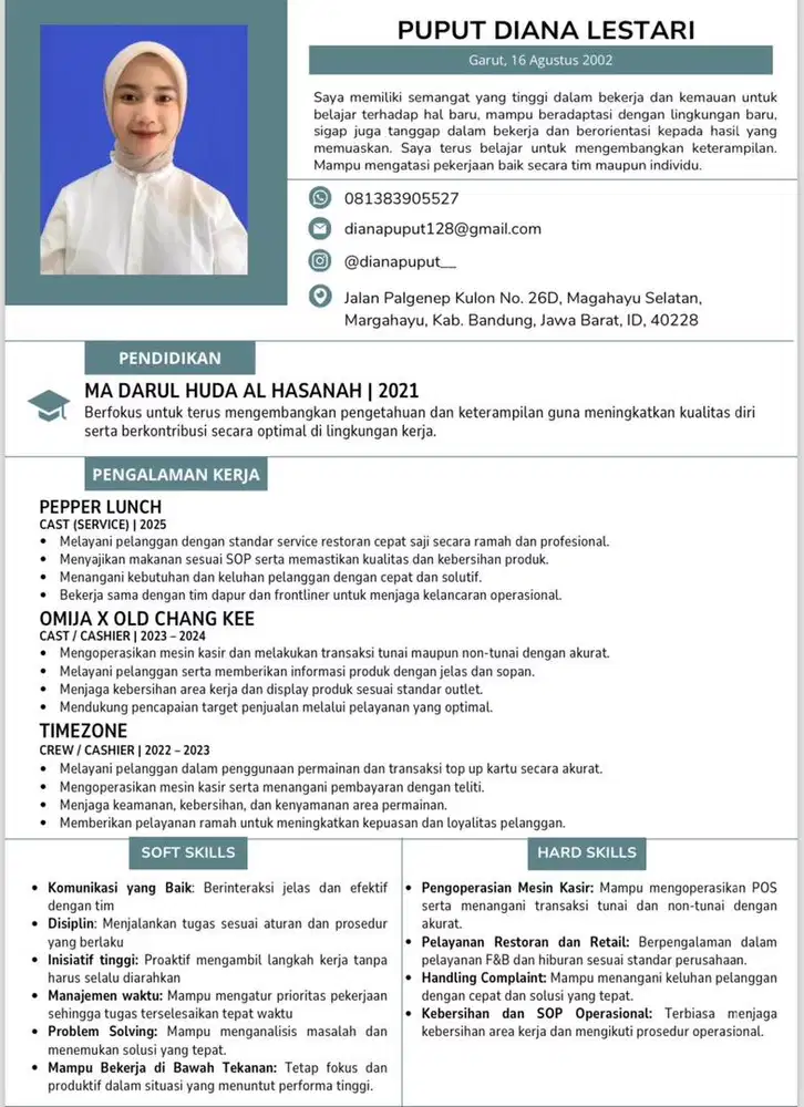 Kerjaan yang sesuai dengan kemampuan saya pengalaman saya