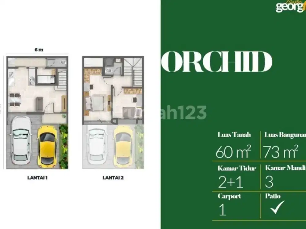 Dijual Rumah Cluster Georgia Uk 6x10 Type Orchid Badan