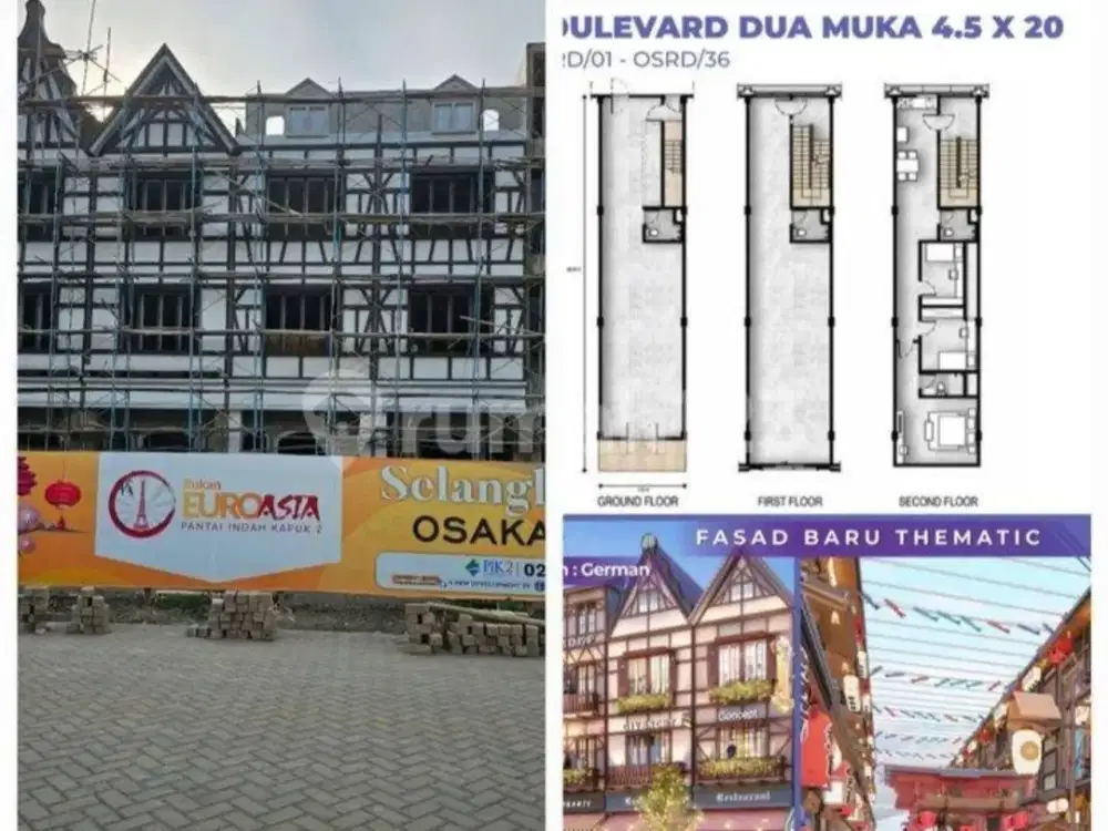 Dijual Ruko Osaka Uk 4,5x20 2 Muka , Gandeng 2