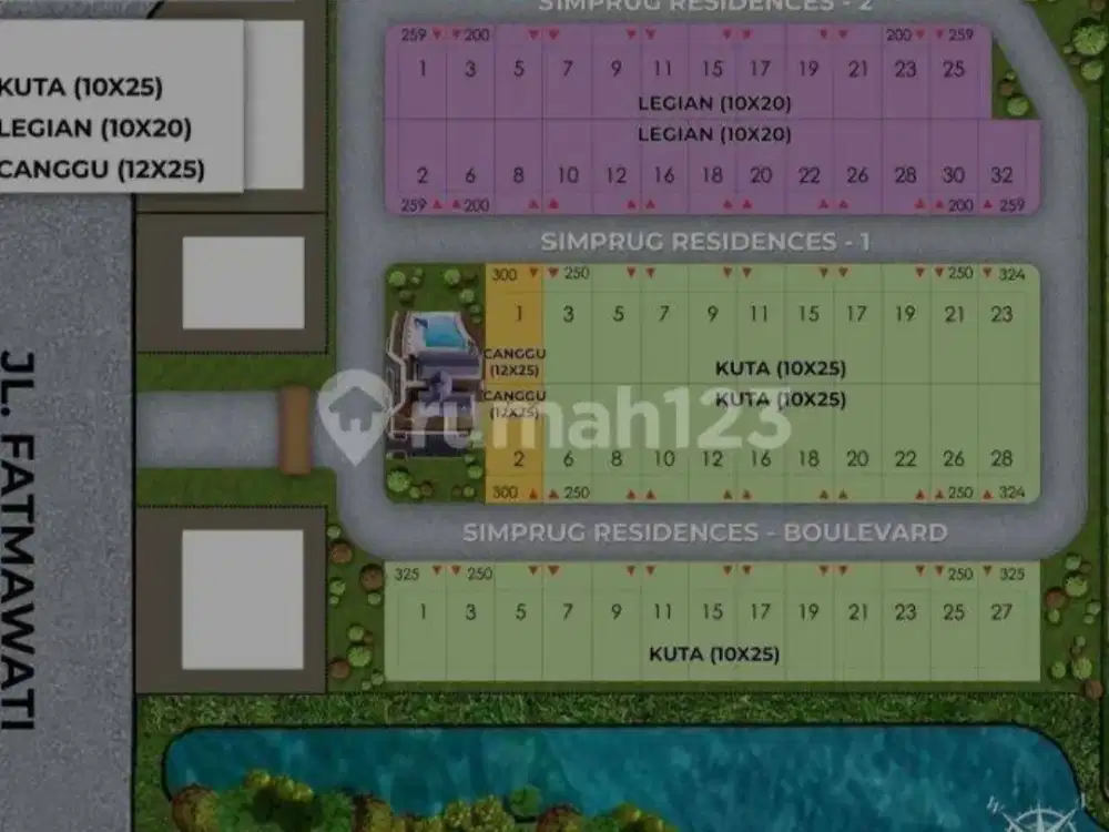 Dijual Rumah Cluster Simprug Uk 10x25 Badan Danau Type Kuta