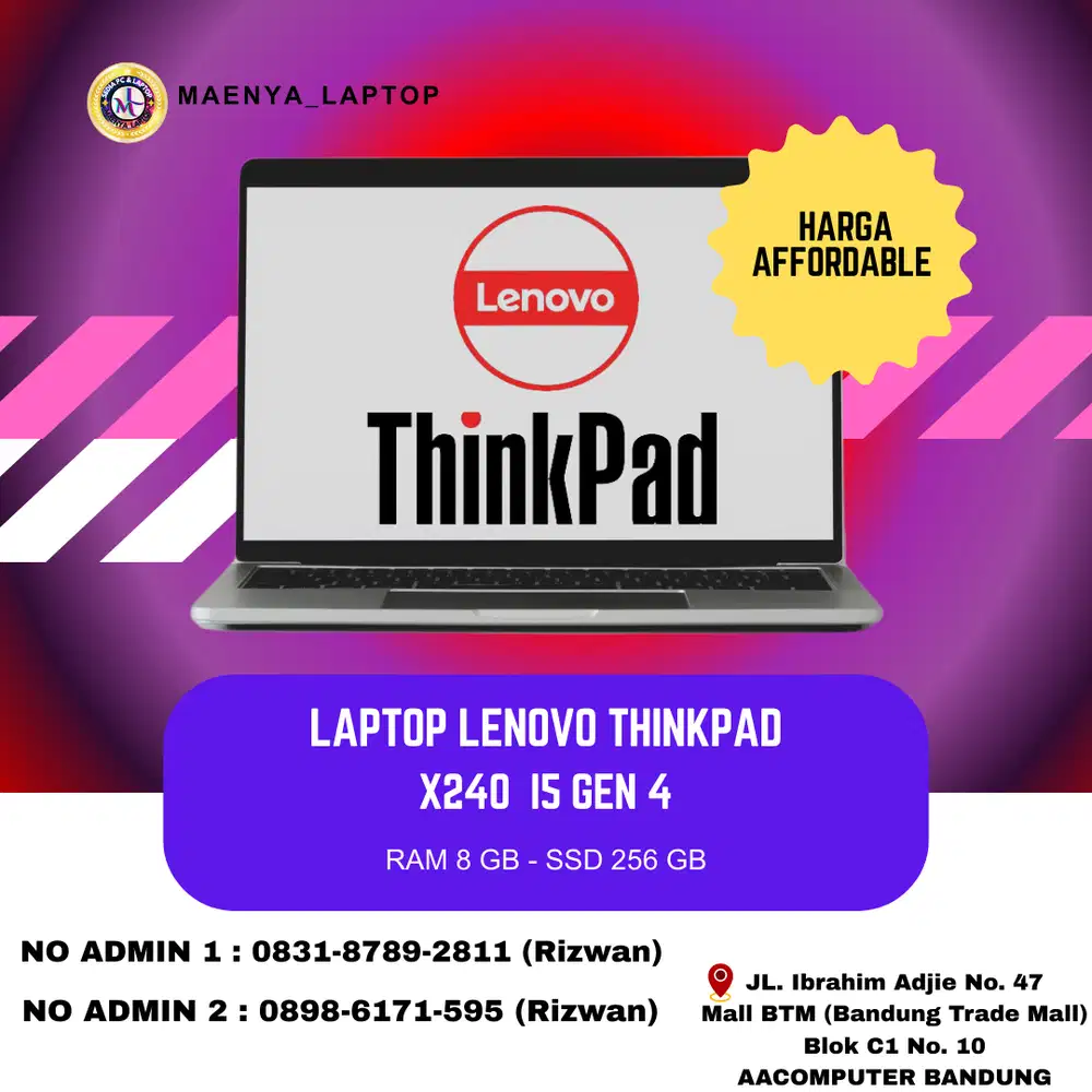 LAPTOP LENOVO THINKPAD X240 | I5 GEN 4 | RAM 8GB | SSD 256GB