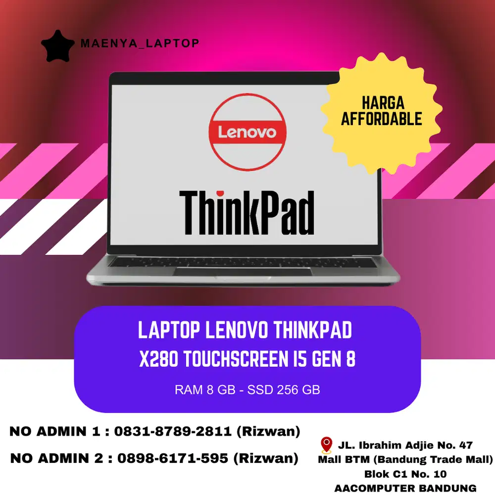 LAPTOP LENOVO THINKPAD X280 TOUCHSCREEN | I5 GEN 8 | RAM 8GB | SSD 256