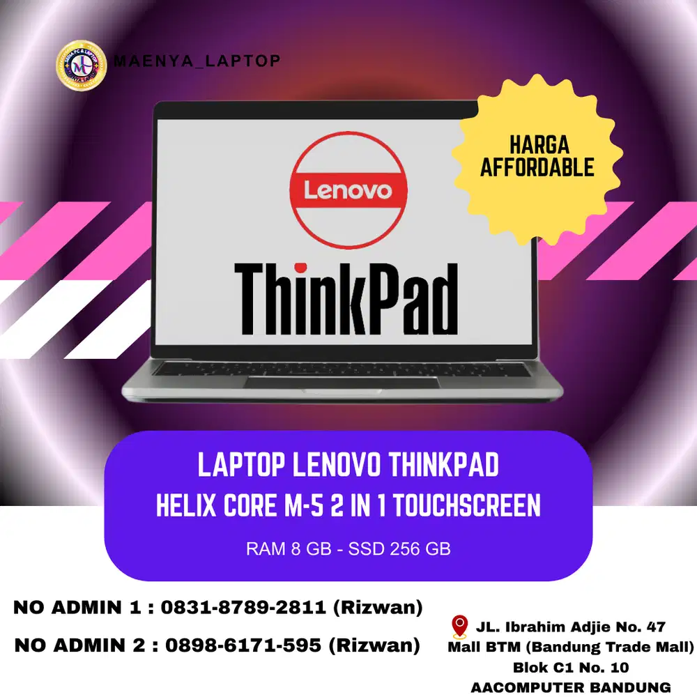 LAPTOP LENOVO THINKPAD HELIX 2 IN 1 TOUCHSCREEN | CORE M-5 | RAM 8GB |