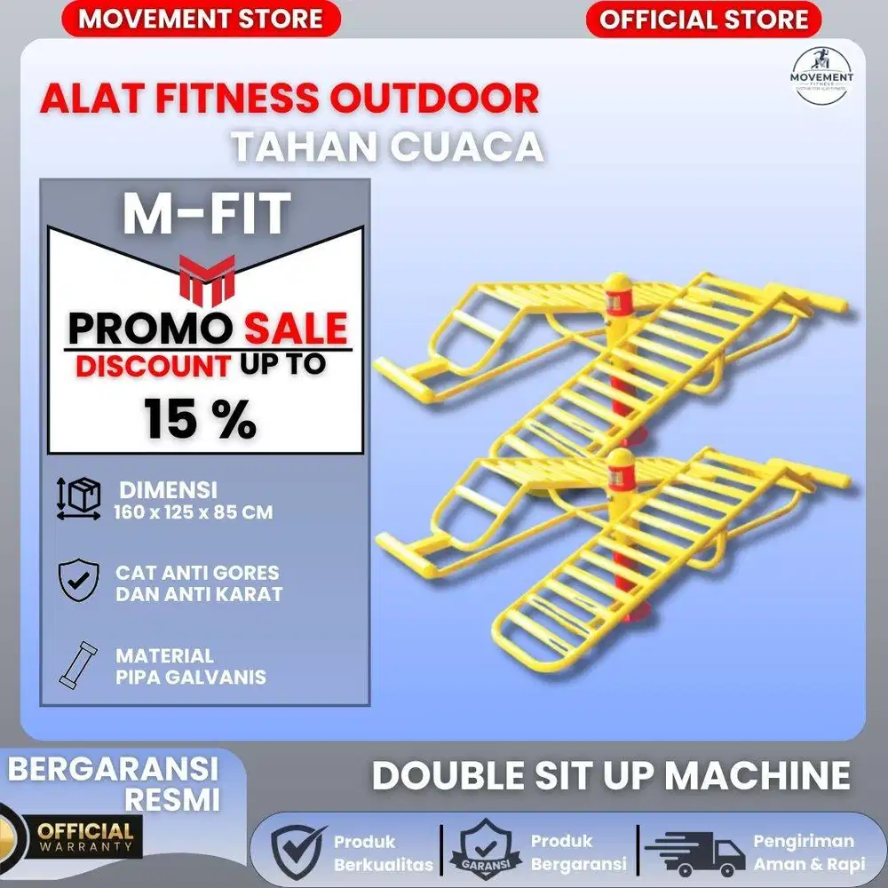 Alat Fitness Gym Taman Premium Double Sit Up Machine Tahan Cuaca
