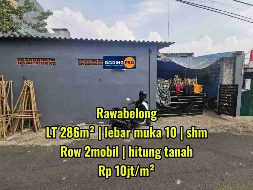 Lokasi emas! Bangunan ex workshop dekat rawabelong jakarta barat