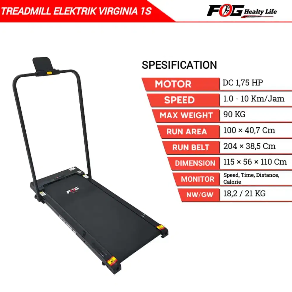 Treadmill elektrik Virginia 1s