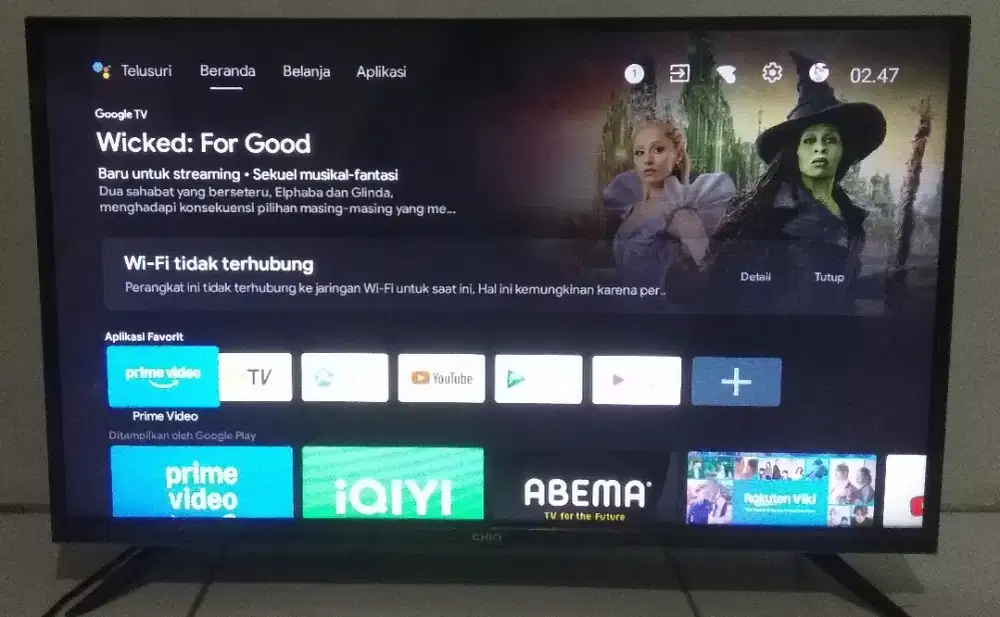 TV LED 32 INC CHIQ ANDROID+DIGITAL BAGUS GAMBAR BENING & NORMAL BEKUT