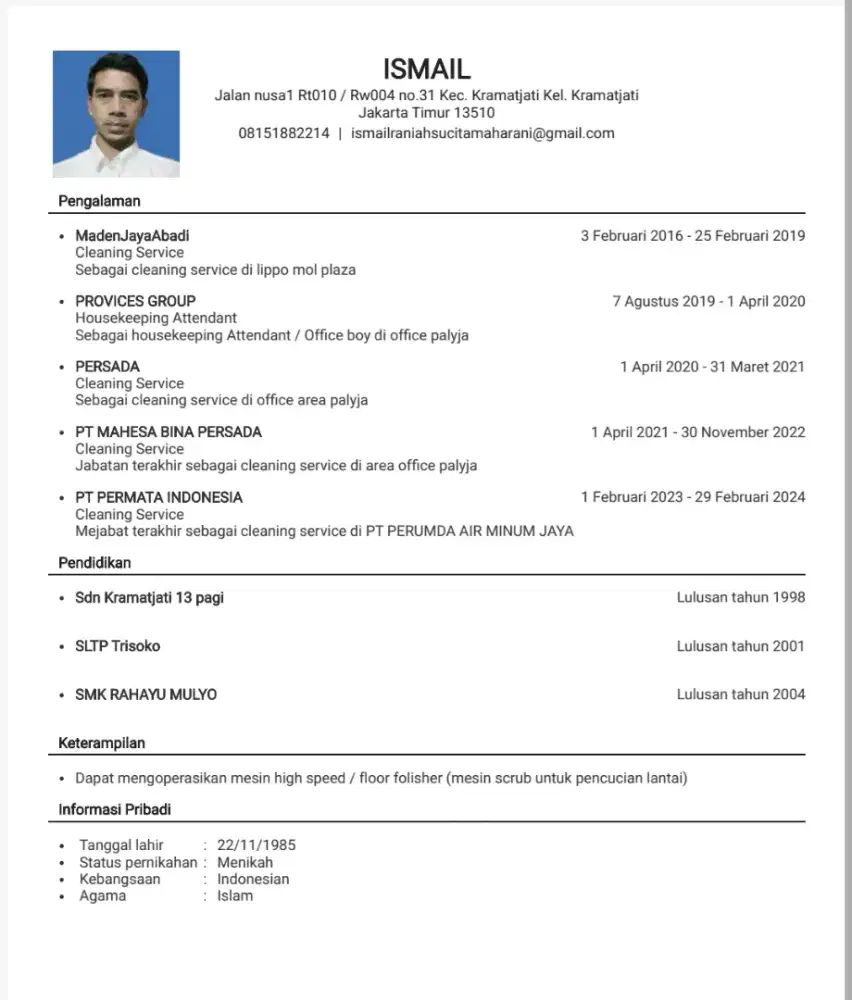 Mencari lowongan kerja Office boy/Cleaning