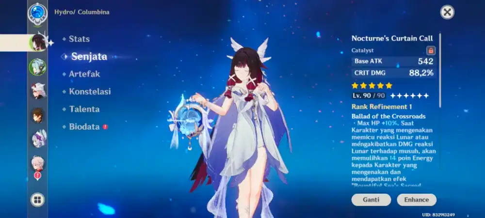 Akun genshin medan 23 char limit columbina inefa