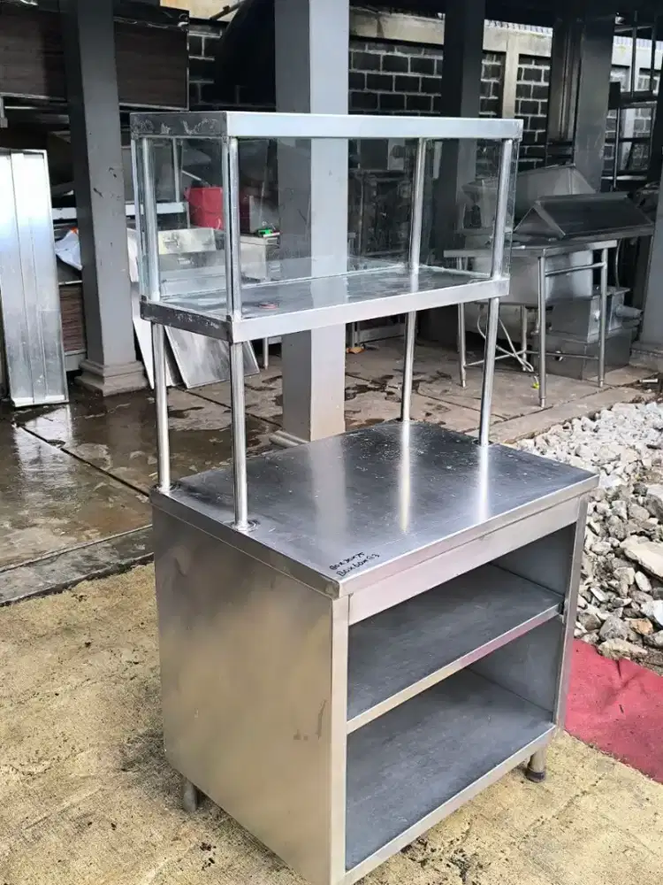 Open kabinet with upperself kaca Uk 80×60×83 upper 80×20×75 
Hrg 2,8jt