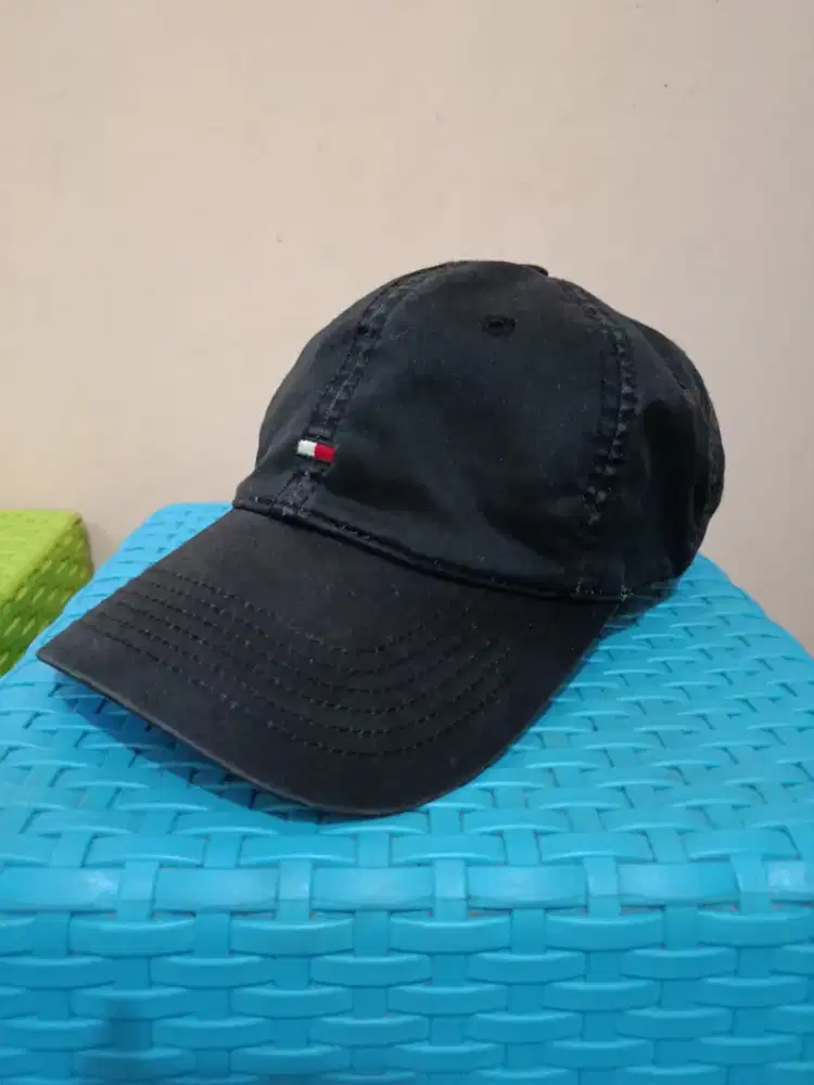 Topi Tommy Hilfinger - Flag Cap warna hitam no minus ori NEGO