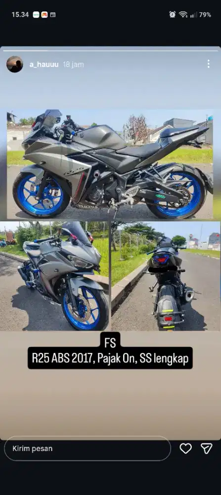 Dijual Yamaha R25 ABS , tahun 2017 , surat surat masih lengkap