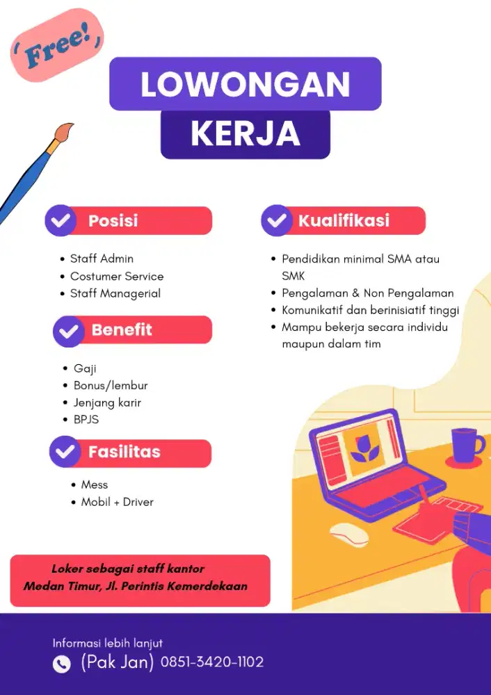 Loker medan sebagai staff kantor