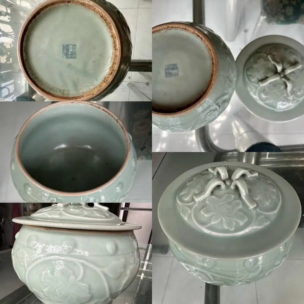 Guci Seladon Antik Cap Biru – Utuh & Mulus – Kolektor Masuk