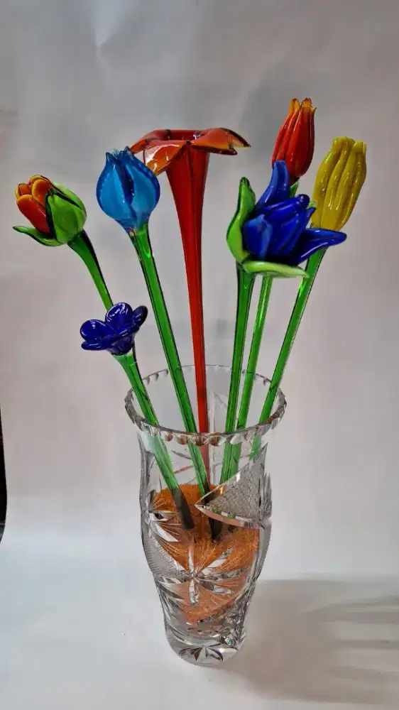 Pot Bunga + Bunga Cristal Luxury Bohemia ,Like New