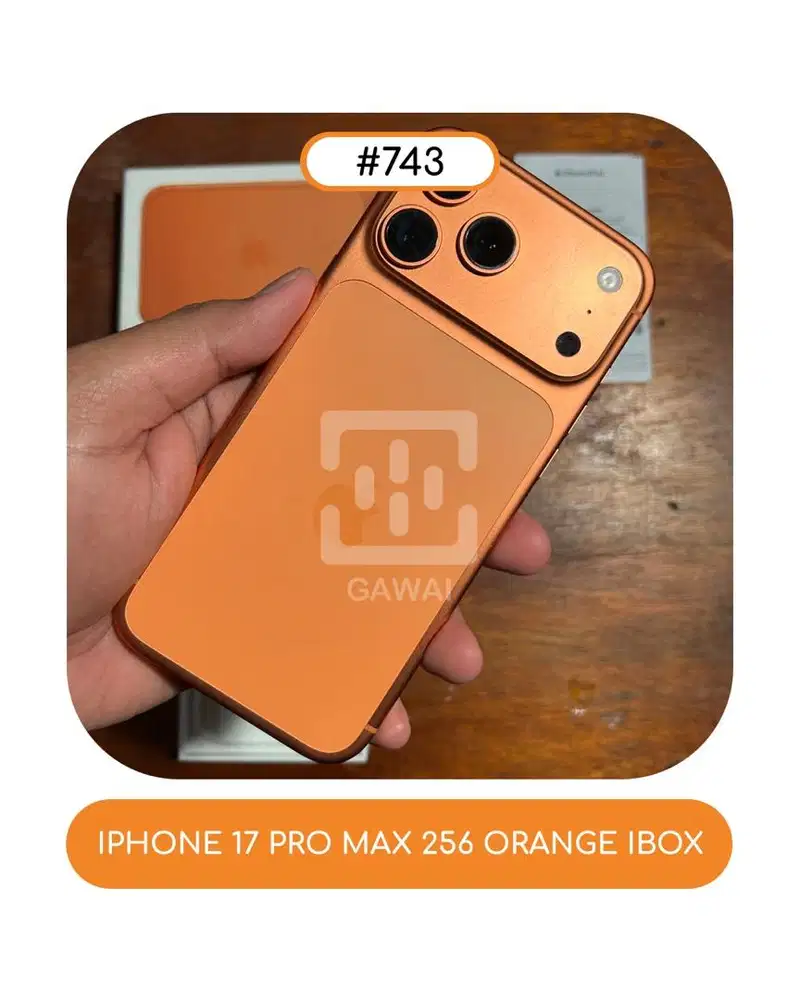 #734 Iphone 17 Pro Max Cosmic Orange 256 Ibox Garansi 29 Oct 26 BH100%