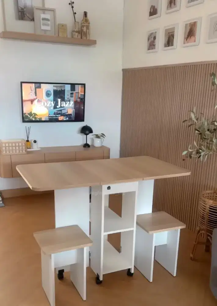 Meja lipat PIRA Allison DT warna White Pro Oak