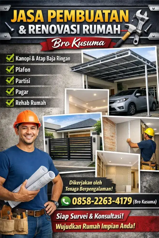 jasa pembuatan kanopi atap partisi plafon dll