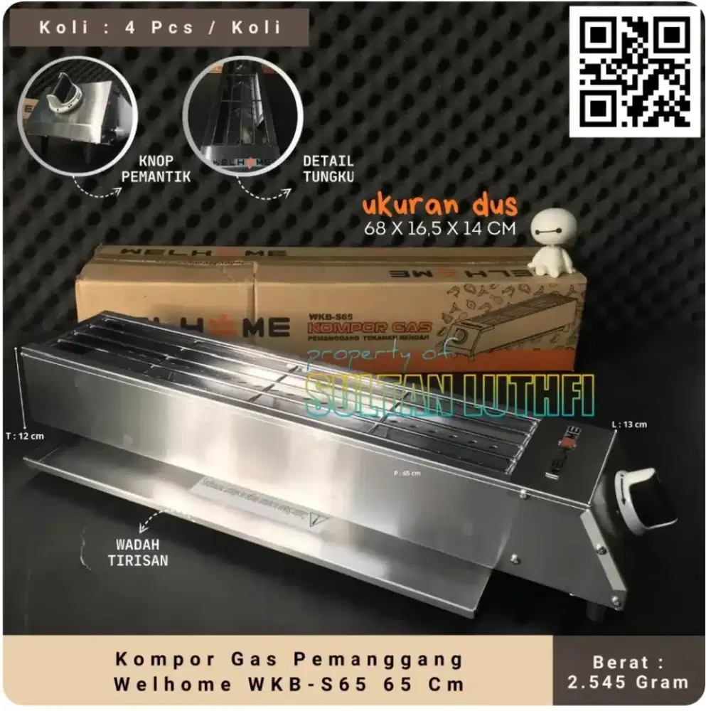 Kompor Gas Pemanggang Welhome WKB-S65 65 Cm