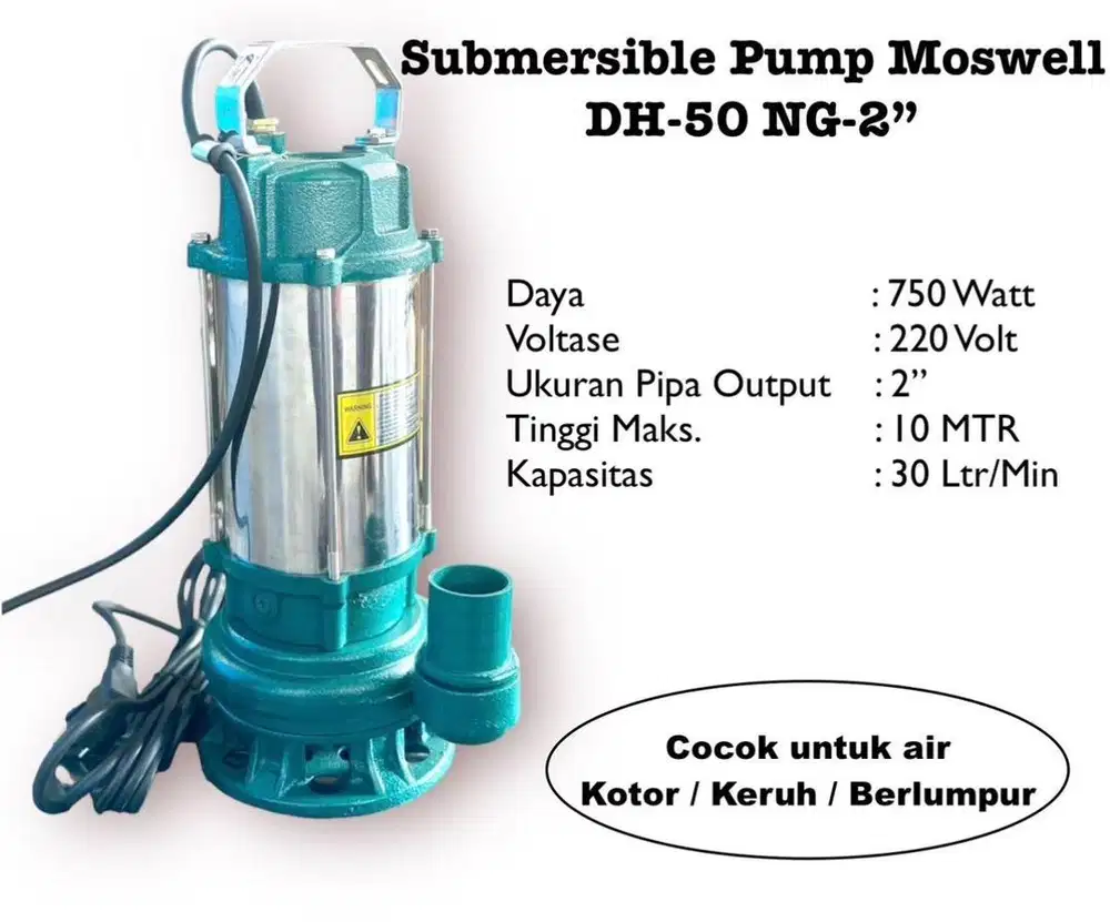 Pompa celup air bersih/air kotor/Lumpur galian Moswell 2 inchi Manual