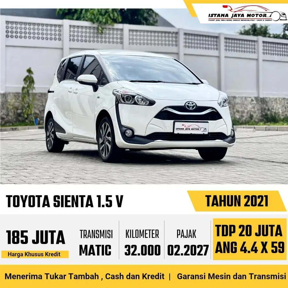 LOW KM Toyota Sienta 1.5 V AT NIK 2021 Putih