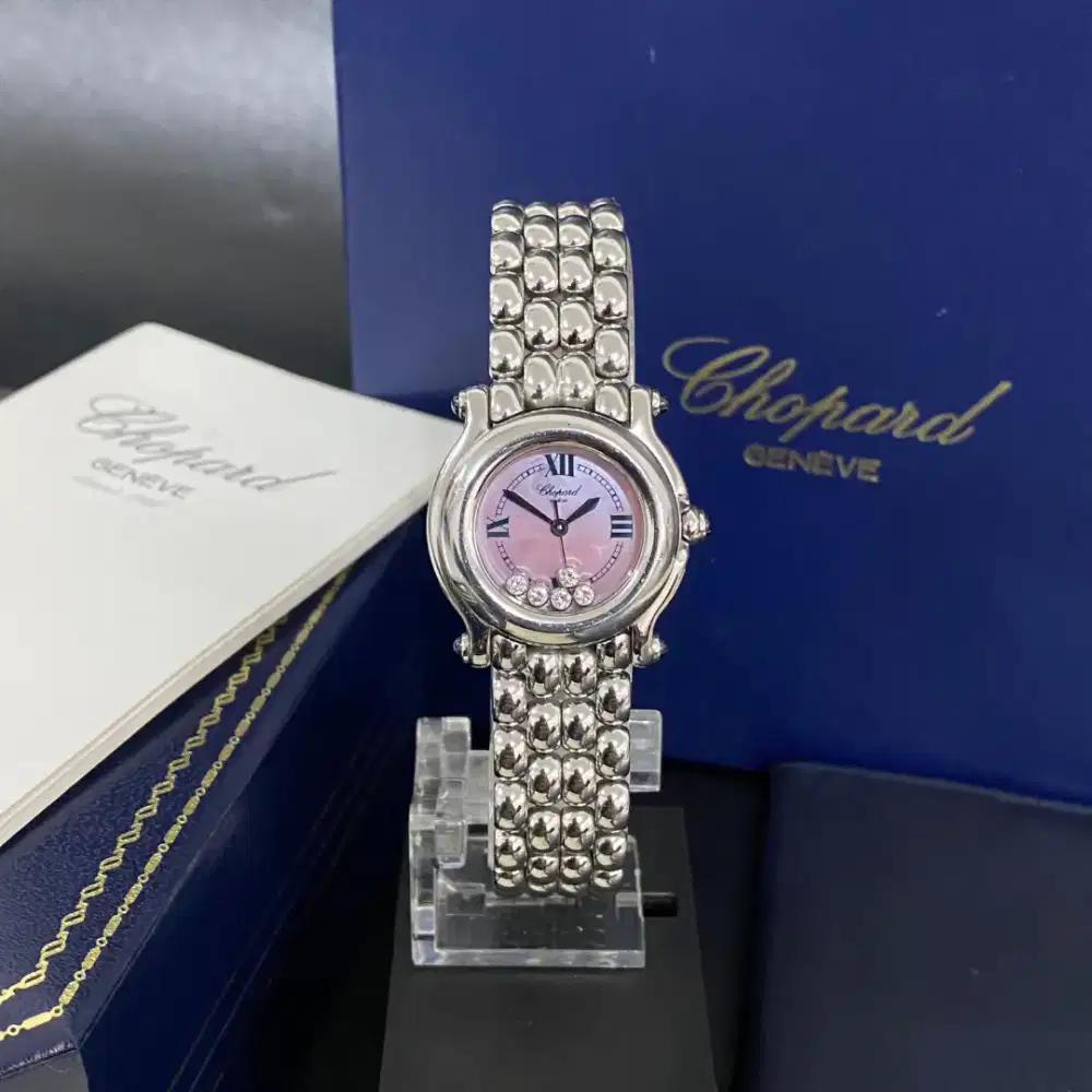 [For Sale] Chopard Happy5 Diamond Salmon Dial Ladies 26mm Quartz