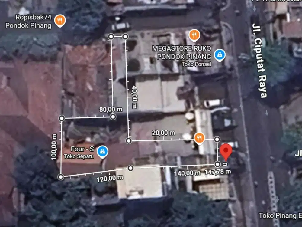 Rumah Itung Tanah, 525m2, Ngantong Hoki, hadap Utara dan Selatan di Pondok Pinang Raya, Kebayoran Lama. Jakarta Selatan