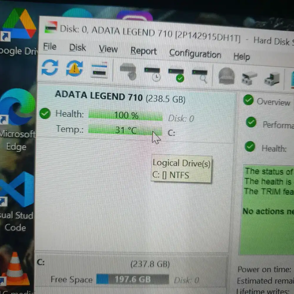 SDD NVME 256 - ADATA LEGEND 710