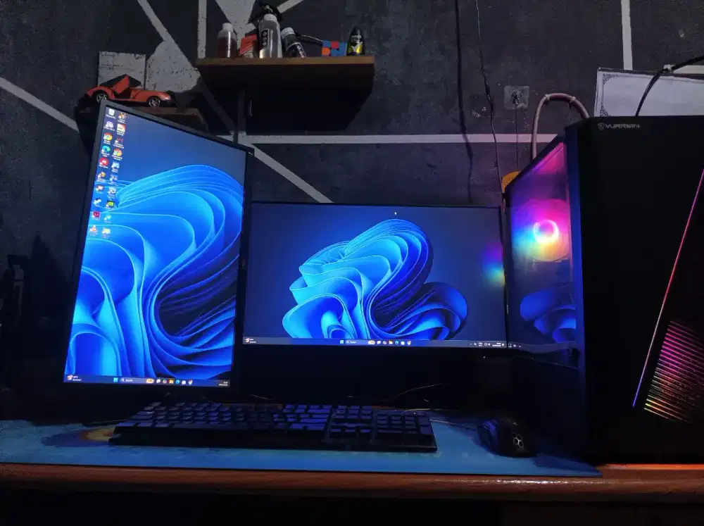 Fullset PC 2 Monitor Ryzen 5 5600G VGA Galax BU Cepat